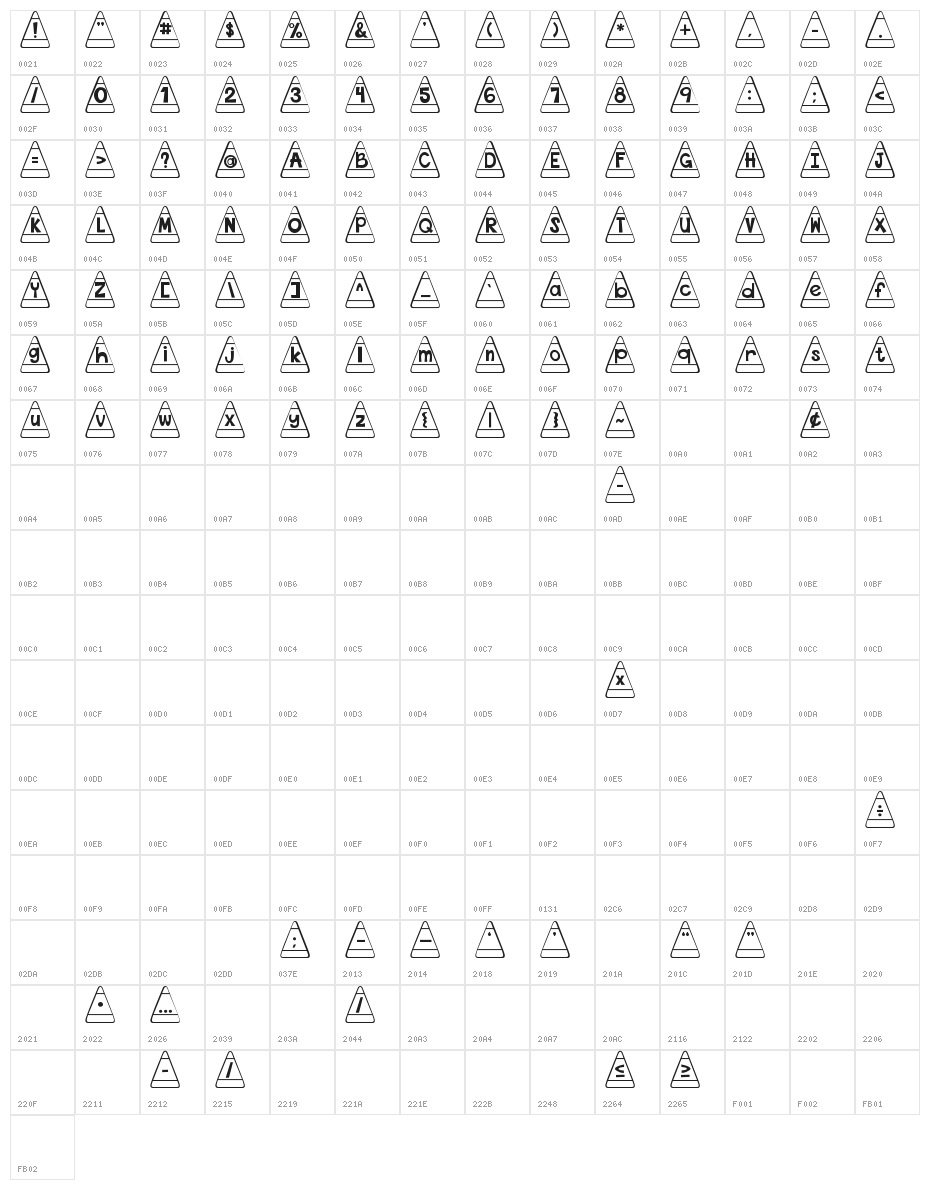 DJB Candy Corn Font Character Map