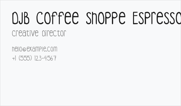 DJB Coffee Shoppe Espresso Business Card