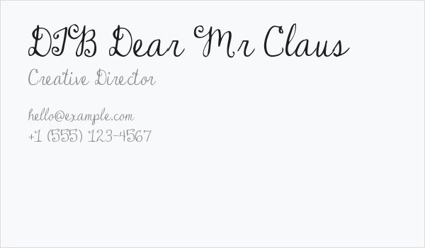 DJB Dear Mr Claus Business Card