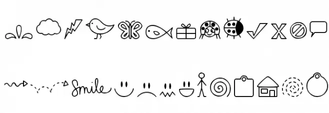 DJB Doodled Bits Caratteri MINUSCOLO