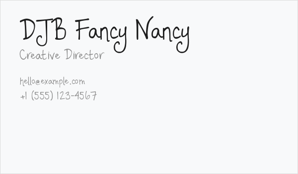 DJB Fancy Nancy Business Card