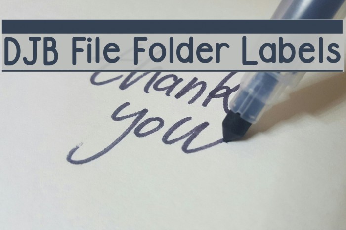 DJB File Folder Labels Schriftart examples
