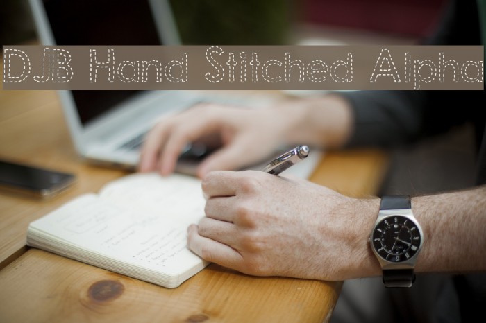 DJB Hand Stitched Alpha Font examples