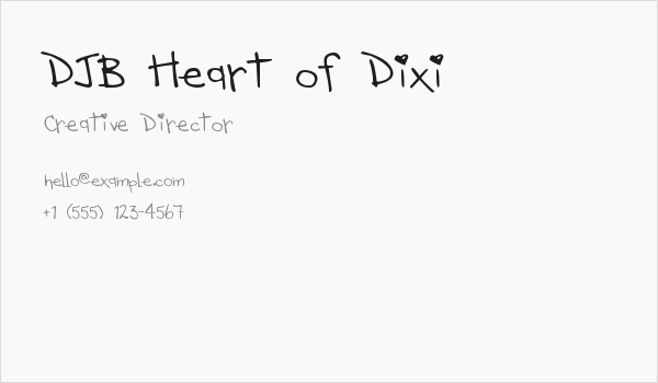 DJB Heart of Dixi Business Card