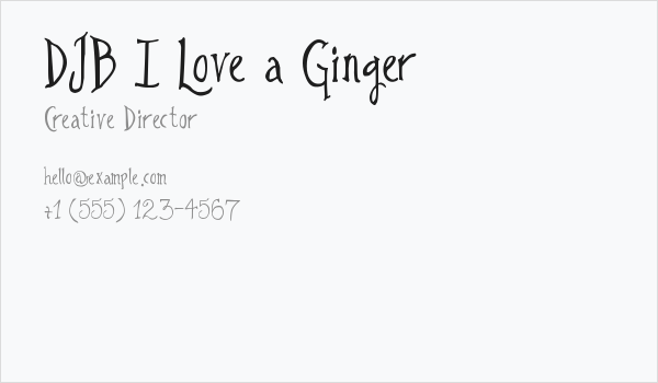 DJB I Love a Ginger Business Card