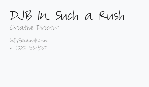 DJB In Such a Rush Business Card