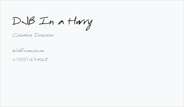 DJB In a Hurry Business Card