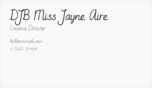 DJB Miss Jayne Aire Business Card