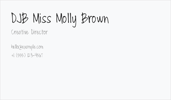 DJB Miss Molly Brown Business Card