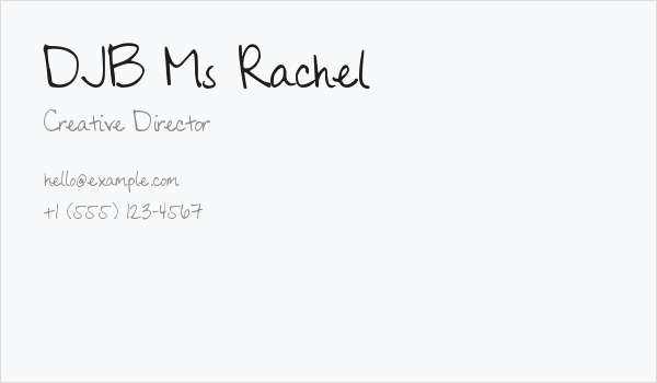 DJB Ms Rachel Business Card