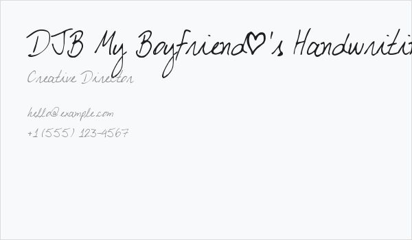 DJB My Boyfriend's Handwriting Business Card