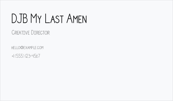DJB My Last Amen Business Card