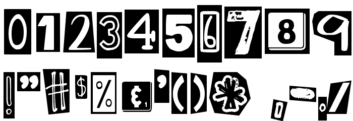 DJB Ransom Note Clipped Messy Font OTHER CHARS