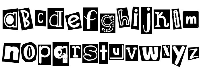 DJB Ransom Note Clipped Messy Font LOWERCASE