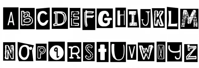 DJB Ransom Note Clipped Шрифта ВЕРХНИЙ