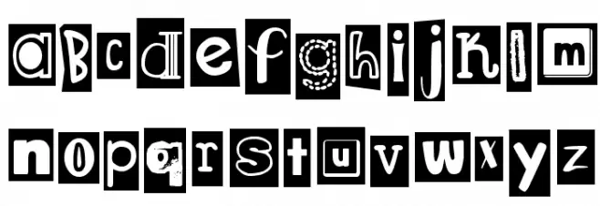 DJB Ransom Note Clipped Caratteri MINUSCOLO