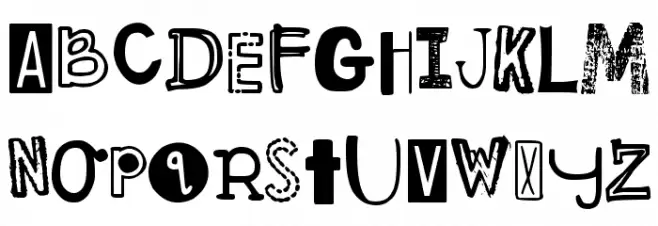 DJB Ransom Note Messy Fuentes MAYÚSCULAS