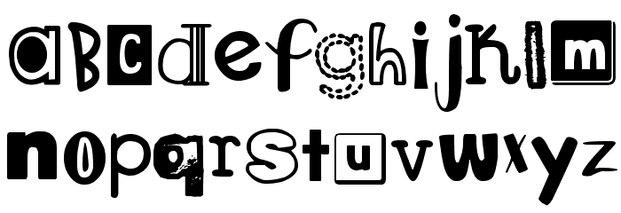 DJB Ransom Note Schriftart Kleinbuchstaben