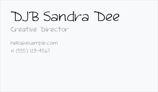 DJB Sandra Dee Business Card