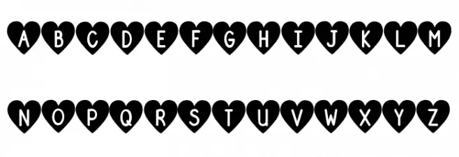 DJB Shape Up Hearts Шрифта ВЕРХНИЙ