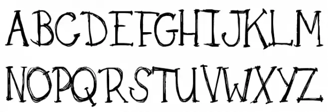 DJB Skritch Skratch Caratteri MAIUSCOLE