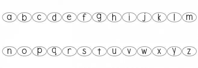 DJB Standardized Test Oval Schriftart Kleinbuchstaben