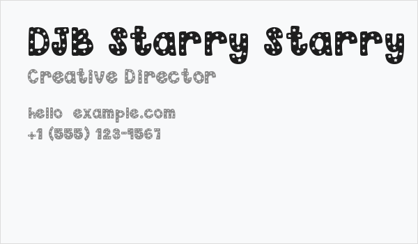 DJB Starry Starry Font Business Card
