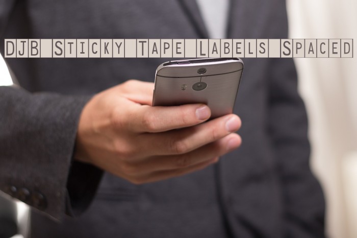 DJB Sticky Tape Labels Spaced Font examples