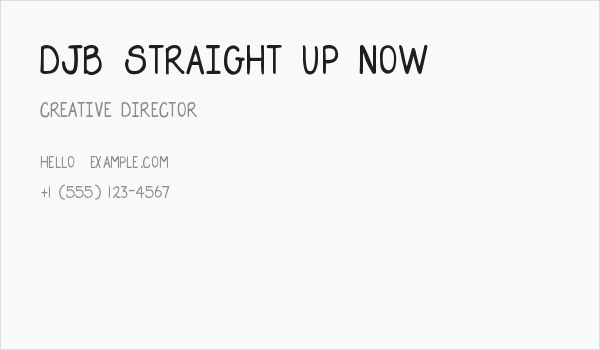 DJB Straight Up Now Business Card