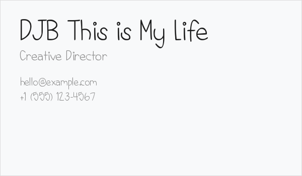 DJB This is My Life Business Card