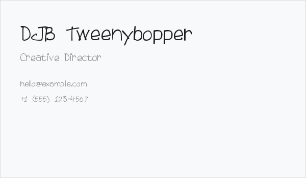 DJB Tweenybopper Business Card