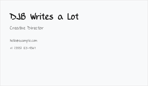 DJB Writes a Lot Business Card