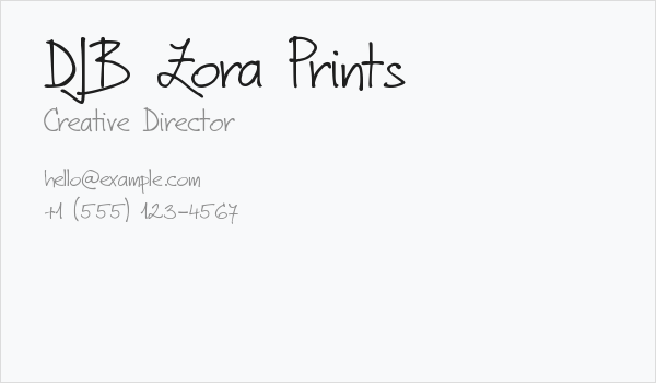 DJB Zora Prints Business Card