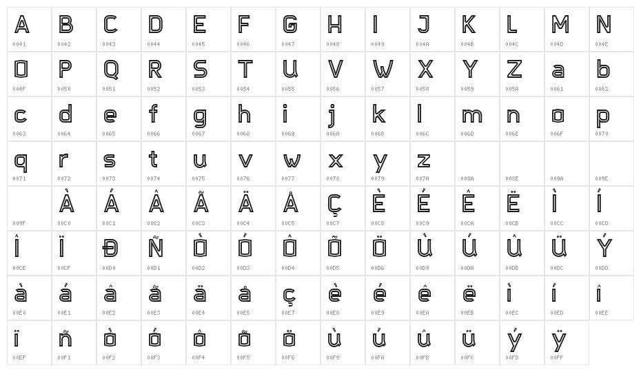Djavaloca-Inline - DEMO Regular Character Map