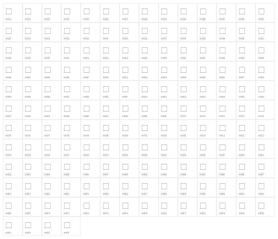Djerba simplified normal Character Map