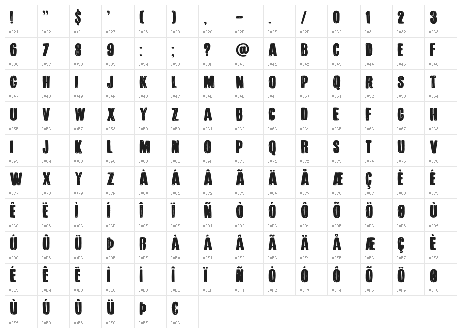 DK Bitumen Regular Character Map