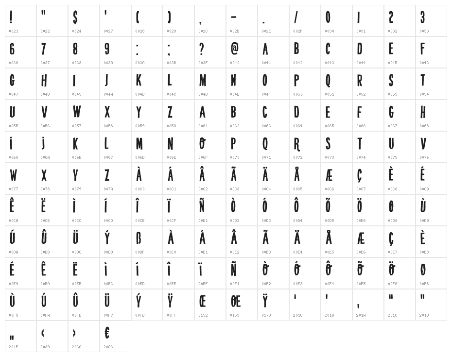DK Crypt Regular Character Map