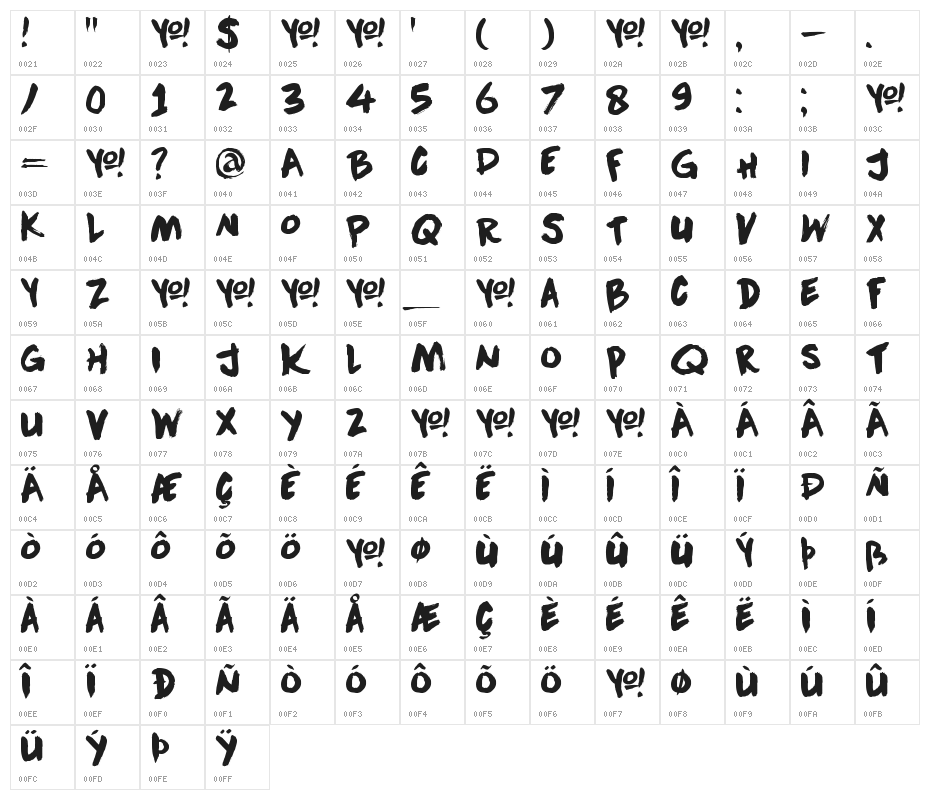 DK Downward Fall(RUS BY LYAJKA) Character Map