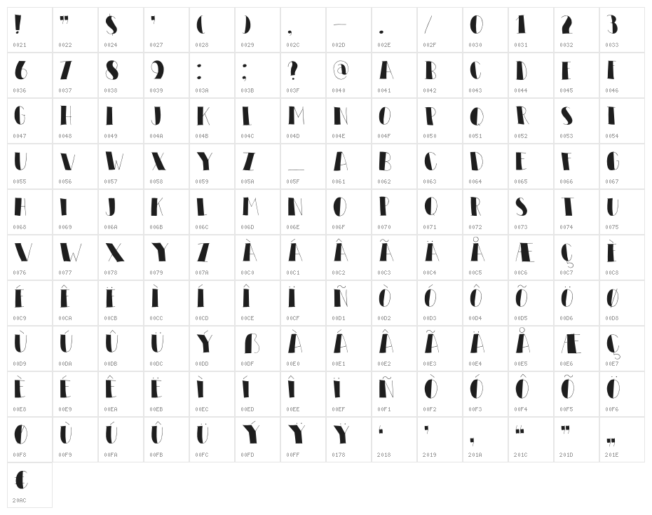 DK Elbow Grease Regular Character Map