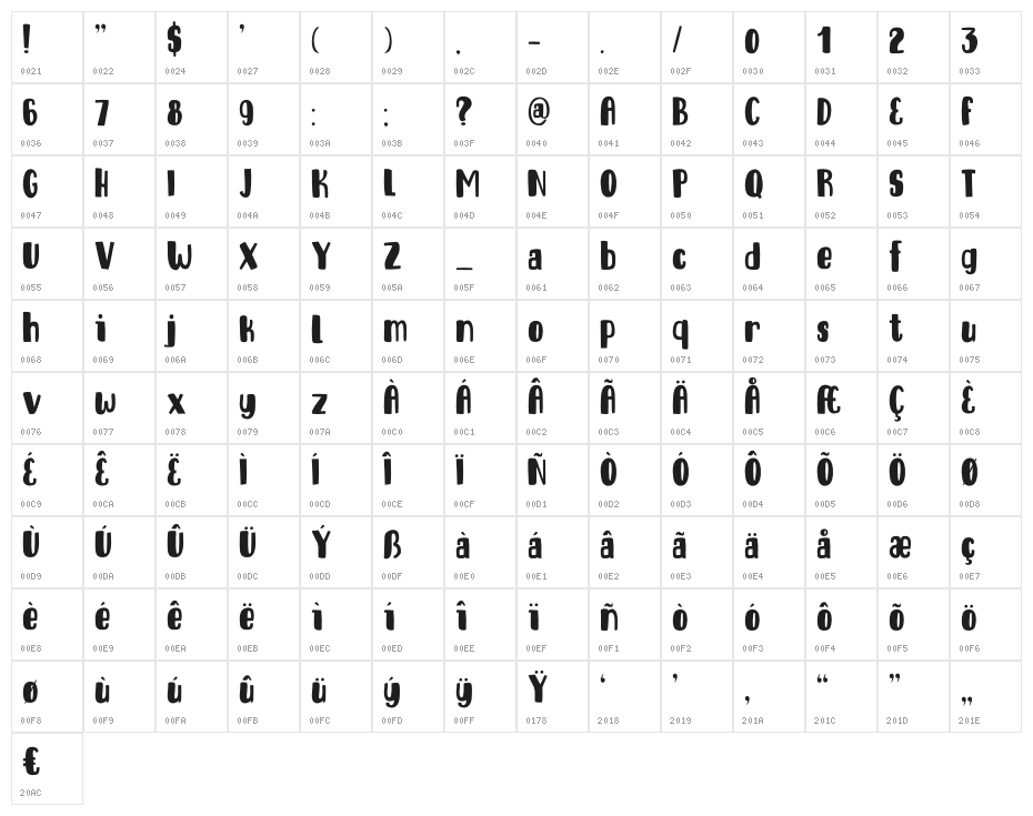 DK Entourage Regular Character Map