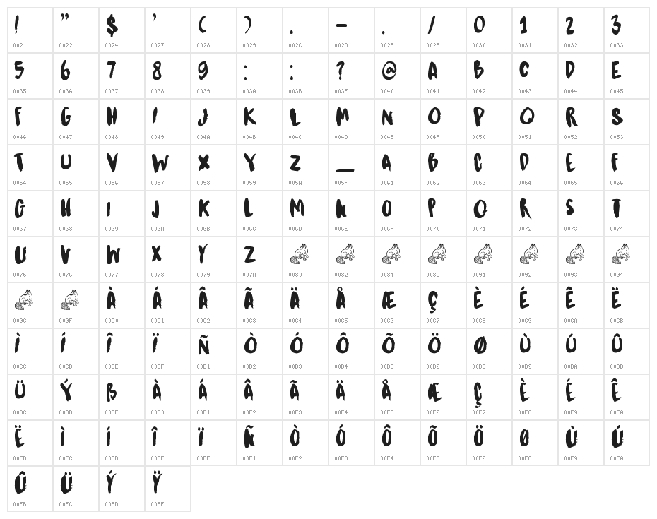 DK Kitsune Tail Regular Character Map