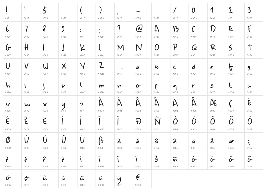 DK Udon Soup Regular Character Map