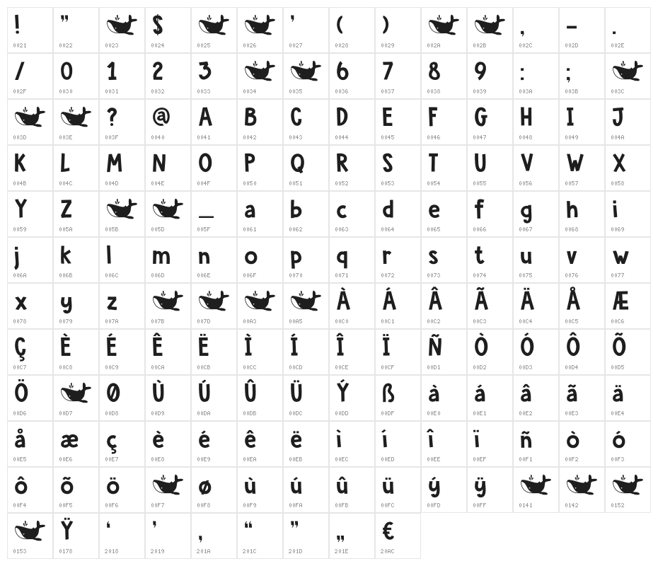 DK Whale Song Regular Character Map