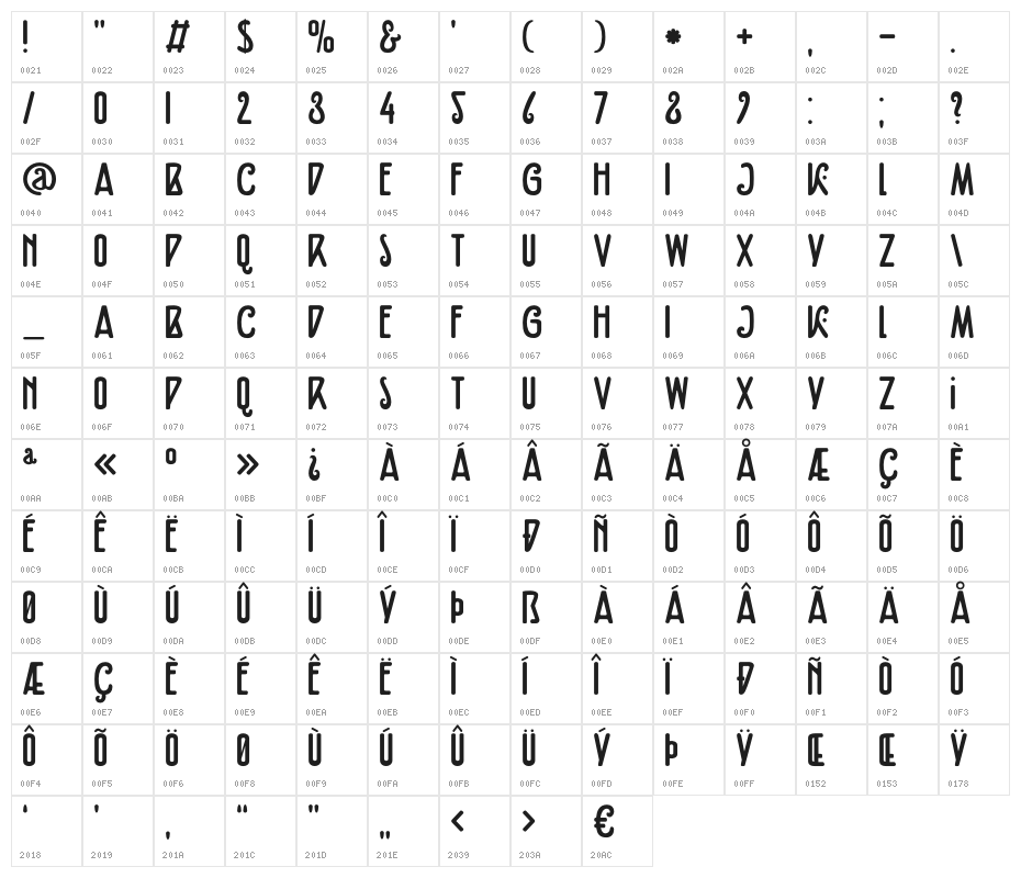 DKFiebigerEins Character Map