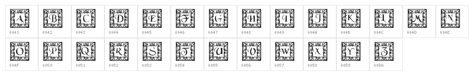 DLFillegreeCaps Character Map