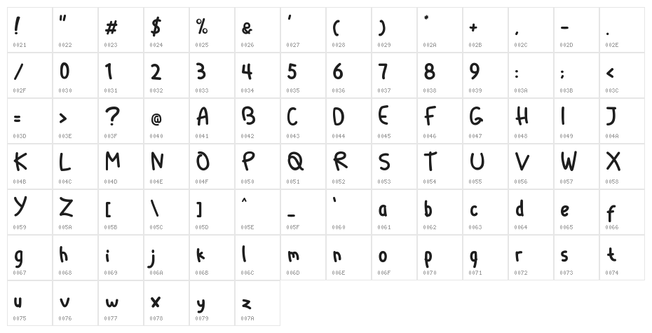Dliya-Regular Character Map