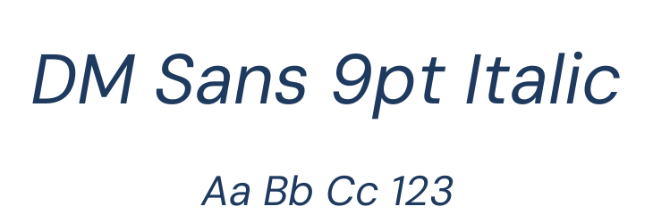 DM Sans 9pt Italic Font Preview