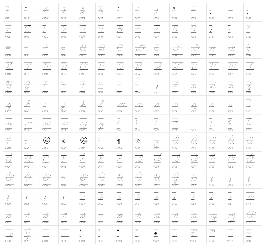 DmoDNConnectDotLine Character Map