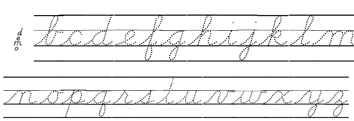 DmoDNCursiveDotLine Font LOWERCASE