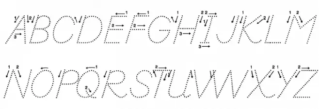 DmoDNPrintArrowDot Schriftart Groß